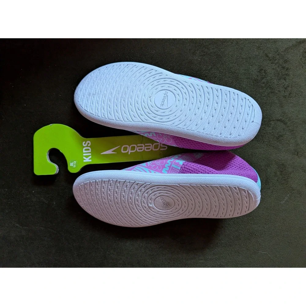 Speedo Kids Splash‎ and Sun Bootie Water Shoes Pink Teal Tribal Print  XL 11-12